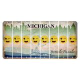 Michigan Spectacular Peninsulas Cut License Plate Strips (Set of 8) Emoji - Winking