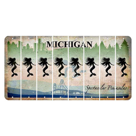 Michigan Spectacular Peninsulas Cut License Plate Strips (Set of 8) Mermaid
