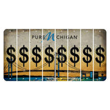 Michigan Mackinac Bridge Cut License Plate Strips (Set of 8) Dollar Sign
