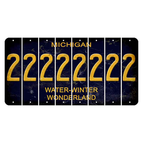 Michigan Water Winter Wonderland Cut License Plate Strips (Set of 8) 2