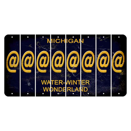 Michigan Water Winter Wonderland Cut License Plate Strips (Set of 8) At Sign