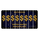 Michigan Water Winter Wonderland Cut License Plate Strips (Set of 8) Dollar Sign