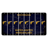 Michigan Water Winter Wonderland Cut License Plate Strips (Set of 8) Handgun