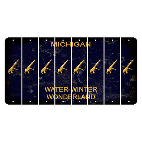 Michigan Water Winter Wonderland Cut License Plate Strips (Set of 8) Submachine Gun