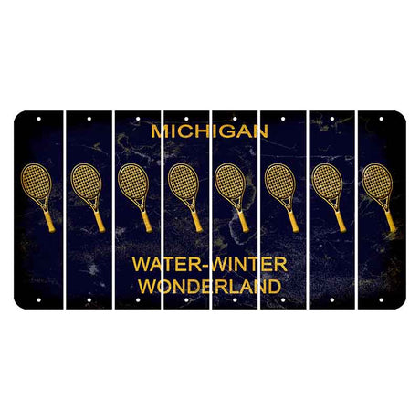 Michigan Water Winter Wonderland Cut License Plate Strips (Set of 8) Tennis Racket