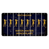 Michigan Water Winter Wonderland Cut License Plate Strips (Set of 8) Female Golfer
