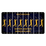 Michigan Water Winter Wonderland Cut License Plate Strips (Set of 8) Male Golfer