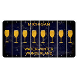Michigan Water Winter Wonderland Cut License Plate Strips (Set of 8) Wine Glass
