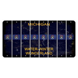 Michigan Water Winter Wonderland Cut License Plate Strips (Set of 8) State Flag