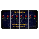 Michigan Water Winter Wonderland Cut License Plate Strips (Set of 8) Red Rose