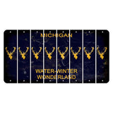 Michigan Water Winter Wonderland Cut License Plate Strips (Set of 8) Elk