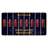Michigan Water Winter Wonderland Cut License Plate Strips (Set of 8) Fire Hydrant