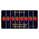 Michigan Water Winter Wonderland Cut License Plate Strips (Set of 8) Strawberry
