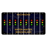 Michigan Water Winter Wonderland Cut License Plate Strips (Set of 8) Traffic Light