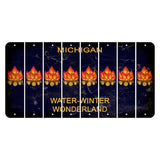 Michigan Water Winter Wonderland Cut License Plate Strips (Set of 8) Campfire