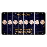 Michigan Water Winter Wonderland Cut License Plate Strips (Set of 8) Baseball