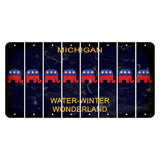 Michigan Water Winter Wonderland Cut License Plate Strips (Set of 8) Republican