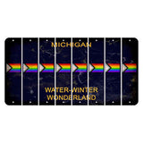 Michigan Water Winter Wonderland Cut License Plate Strips (Set of 8) LGBTQ Flag