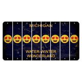 Michigan Water Winter Wonderland Cut License Plate Strips (Set of 8) Emoji - Heart Eyes