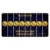 Michigan Water Winter Wonderland Cut License Plate Strips (Set of 8) Emoji - Winking