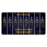 Michigan Water Winter Wonderland Cut License Plate Strips (Set of 8) Skeleton