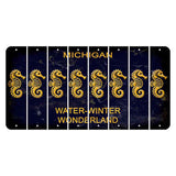 Michigan Water Winter Wonderland Cut License Plate Strips (Set of 8) Seahorse