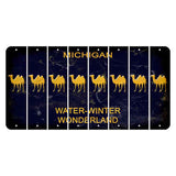 Michigan Water Winter Wonderland Cut License Plate Strips (Set of 8) Camel