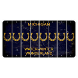 Michigan Water Winter Wonderland Cut License Plate Strips (Set of 8) Horseshoe