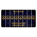 Michigan Water Winter Wonderland Cut License Plate Strips (Set of 8) Peace Sign