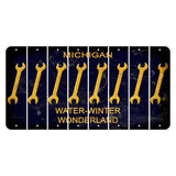 Michigan Water Winter Wonderland Cut License Plate Strips (Set of 8) Wrench