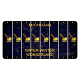 Michigan Water Winter Wonderland Cut License Plate Strips (Set of 8) Wrecking Ball Crane