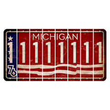 Michigan 1976 Bicentennial Cut License Plate Strips (Set of 8) 1