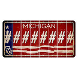 Michigan 1976 Bicentennial Cut License Plate Strips (Set of 8) Hashtag