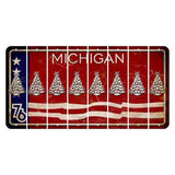 Michigan 1976 Bicentennial Cut License Plate Strips (Set of 8) Christmas Tree