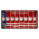 Michigan 1976 Bicentennial Cut License Plate Strips (Set of 8) Beer Mug