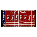 Michigan 1976 Bicentennial Cut License Plate Strips (Set of 8) Female Golfer