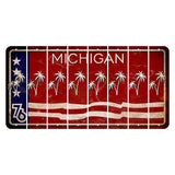 Michigan 1976 Bicentennial Cut License Plate Strips (Set of 8) Palm Trees
