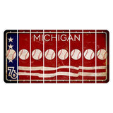 Michigan 1976 Bicentennial Cut License Plate Strips (Set of 8) Baseball