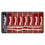 Michigan 1976 Bicentennial Cut License Plate Strips (Set of 8) Cowgirl - Leaning