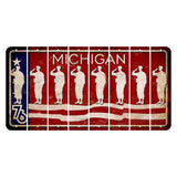 Michigan 1976 Bicentennial Cut License Plate Strips (Set of 8) Soldier - Saluting