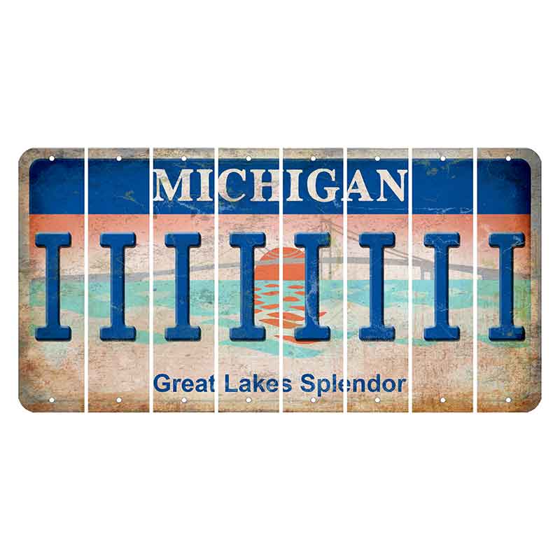 Michigan Great Lakes Splendor Cut License Plate Strips (Set of 8) I