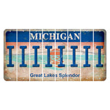 Michigan Great Lakes Splendor Cut License Plate Strips (Set of 8) I