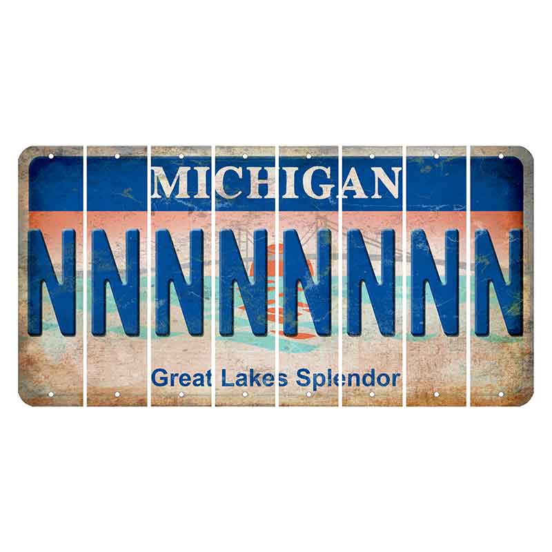 Michigan Great Lakes Splendor Cut License Plate Strips (Set of 8) N