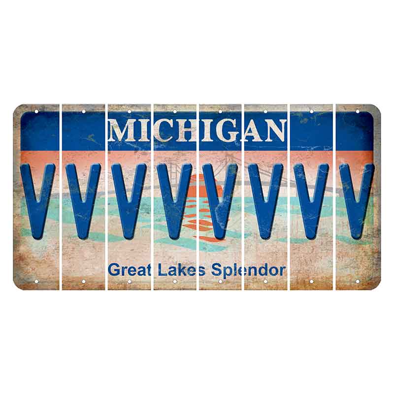 Michigan Great Lakes Splendor Cut License Plate Strips (Set of 8) V