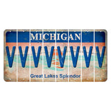 Michigan Great Lakes Splendor Cut License Plate Strips (Set of 8) V