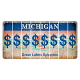 Michigan Great Lakes Splendor Cut License Plate Strips (Set of 8) Dollar Sign
