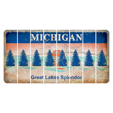 Michigan Great Lakes Splendor Cut License Plate Strips (Set of 8) Pine Tree