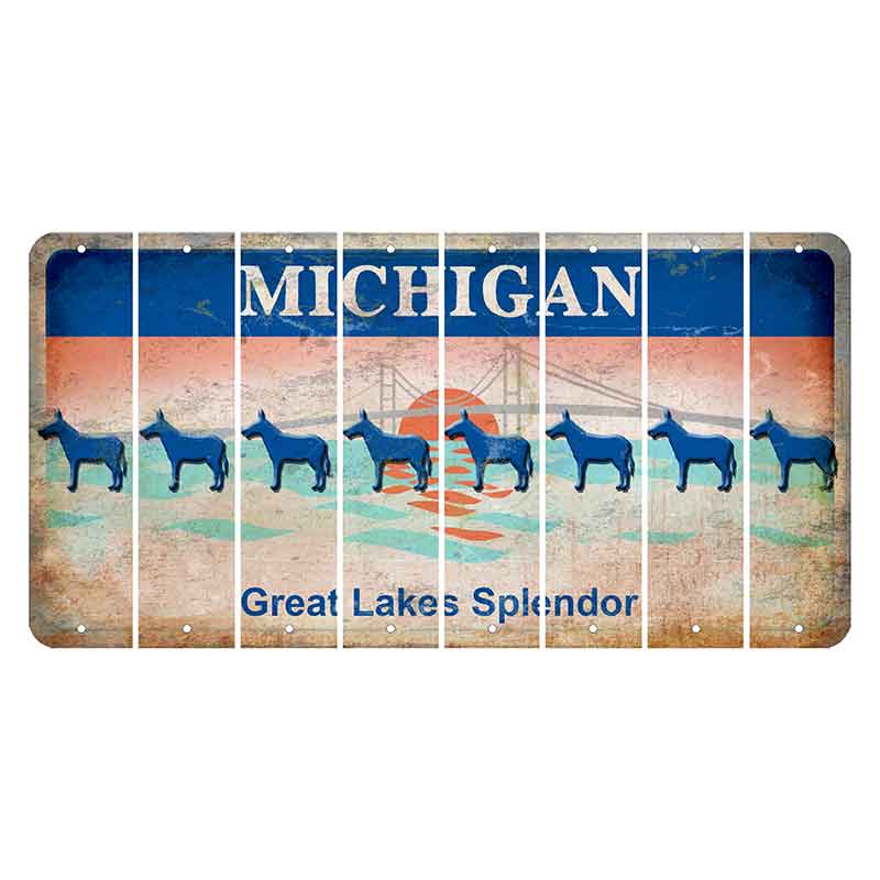 Michigan Great Lakes Splendor Cut License Plate Strips (Set of 8) Donkey