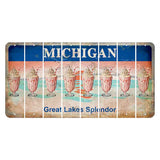 Michigan Great Lakes Splendor Cut License Plate Strips (Set of 8) Milkshake
