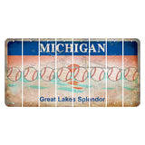 Michigan Great Lakes Splendor Cut License Plate Strips (Set of 8) Baseball